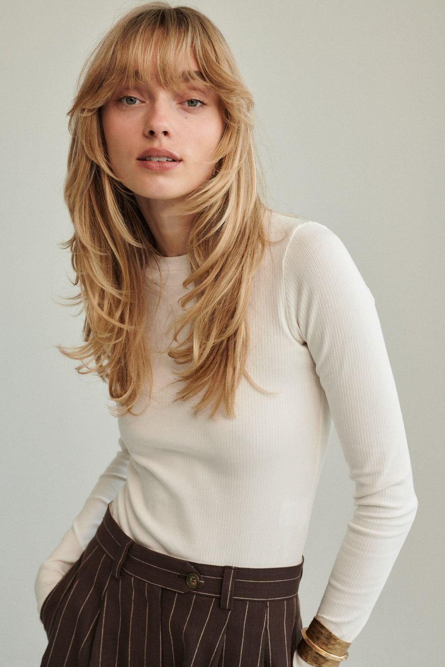 Longsleeve z bawełny organicznej / 14 / 23 / cream white