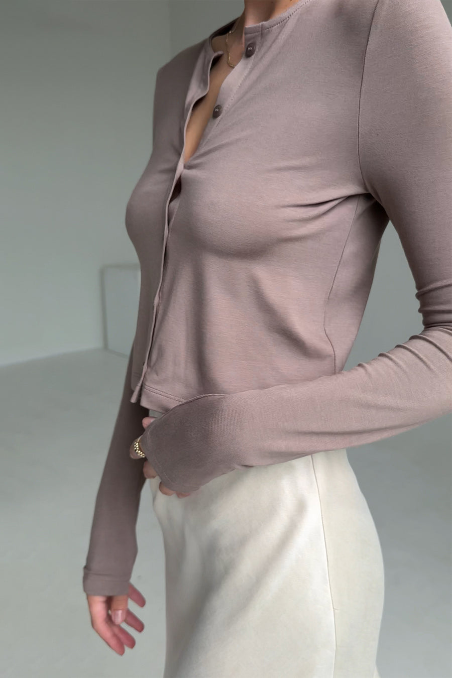 Longsleeve z wiskozy / 14 / 27 / mocha coffee