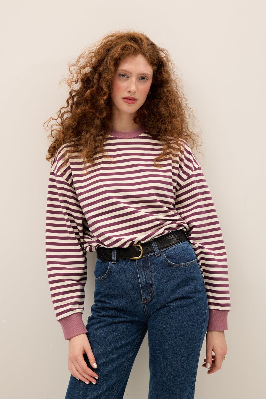 Cienka bluza z bawełny / 17 / 22 / purple stripes