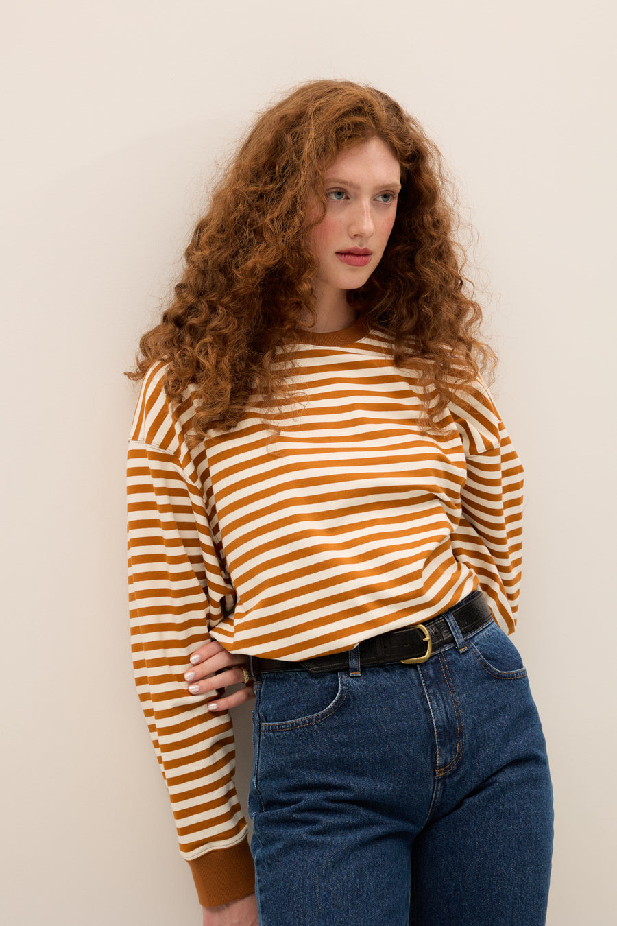 Cienka bluza z bawełny / 17 / 22 / orange stripes