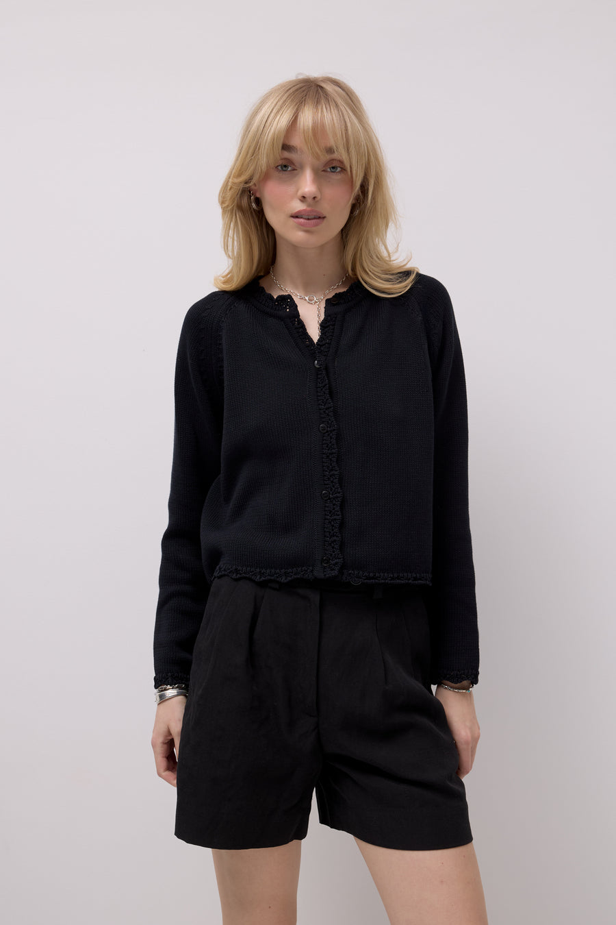 Kardigan z bawełny organicznej / 16 / 18 / onyx black