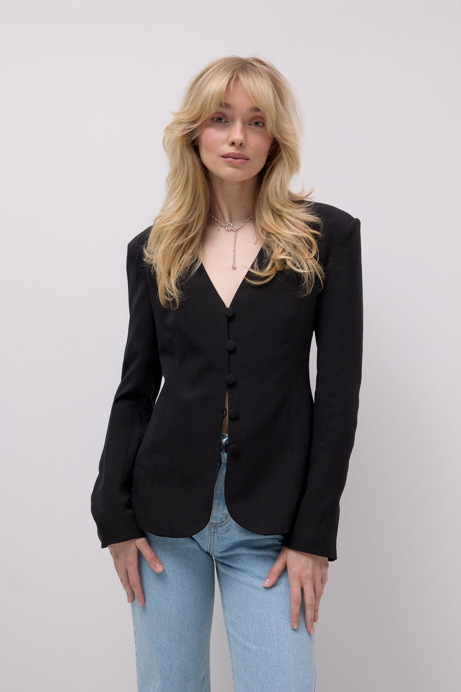 Marynarka z Tencelu™ i lnu / 18 / 21 / onyx black