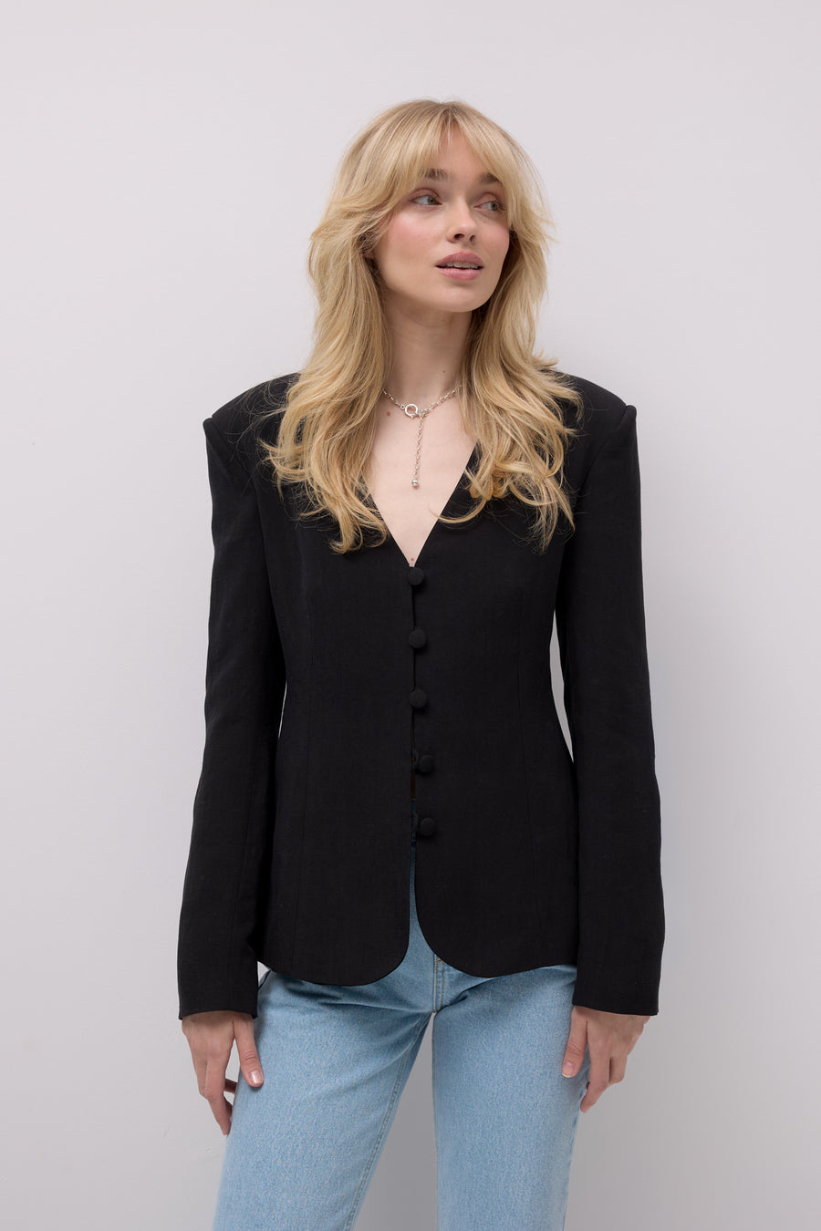 Marynarka z Tencelu™ i lnu / 18 / 21 / onyx black