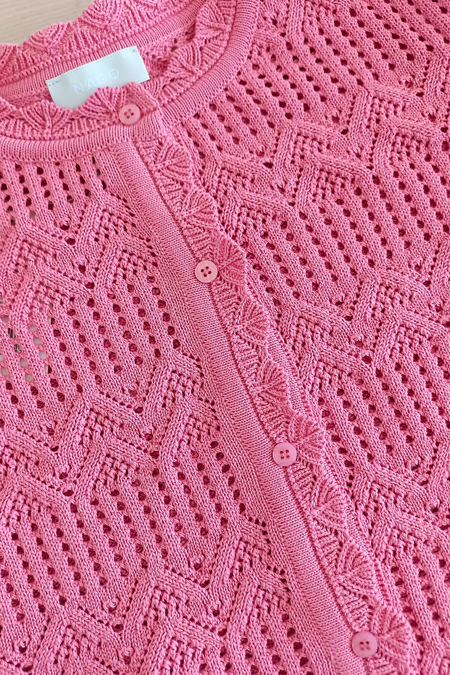 Kardigan z bawełny organicznej / 16 / 26 / raspberry pink