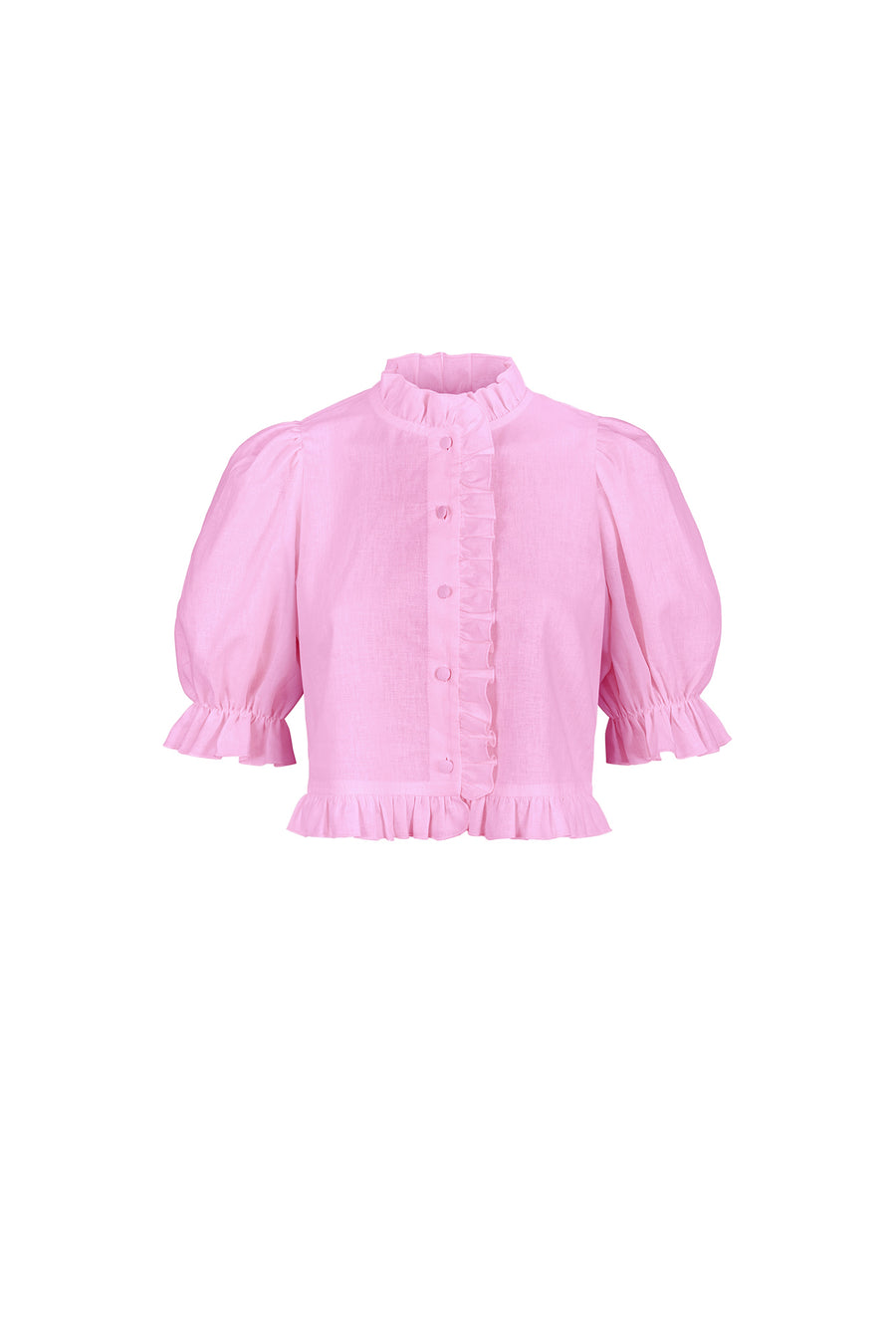 Koszula z lnu i wiskozy / 12 / 32 / candy pink
