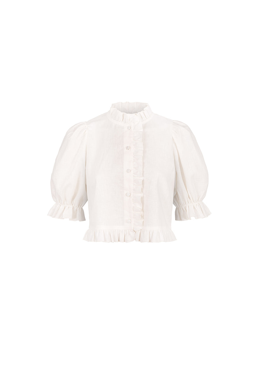 Koszula z lnu i wiskozy / 12 / 32 / cream white