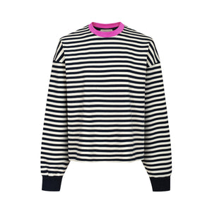 Cienka bluza z bawełny / 17 / 22 / breton stripes / fuchsia
