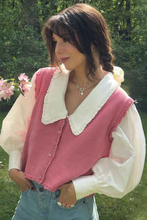 Kamizelka z bawełny organicznej / 22 / 01 / raspberry pink