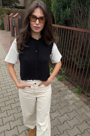 Kamizelka z bawełny organicznej / 22 / 01 / onyx black