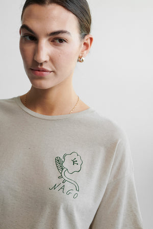 T-shirt z bawełny organicznej z lnem / 13 / 02 / small print