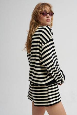 Bluza z bawełny frotte / 17 / 20 / black stripes