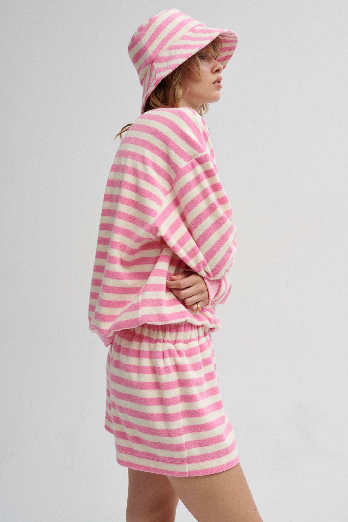 Szorty z bawełny frotte / 09 / 13 / pink stripes