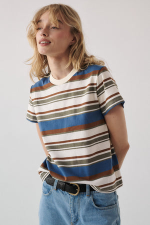 T-shirt z bawełny / 13 / 29 / retro stripes ?Modelka ma 179 cm wzrostu i prezentuje rozmiar S?