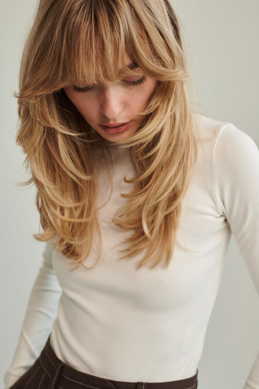 Longsleeve z bawełny organicznej / 14 / 23 / cream white