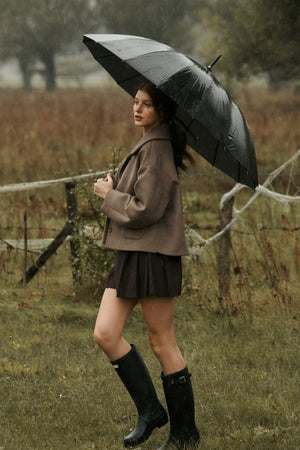 Kurtka z wełną / 18 / 12 / mocha coffee  *spodnica-z-welna-07-21-deep-brown*?Modelka ma 178 cm wzrostu i prezentuje rozmiar M/L?   