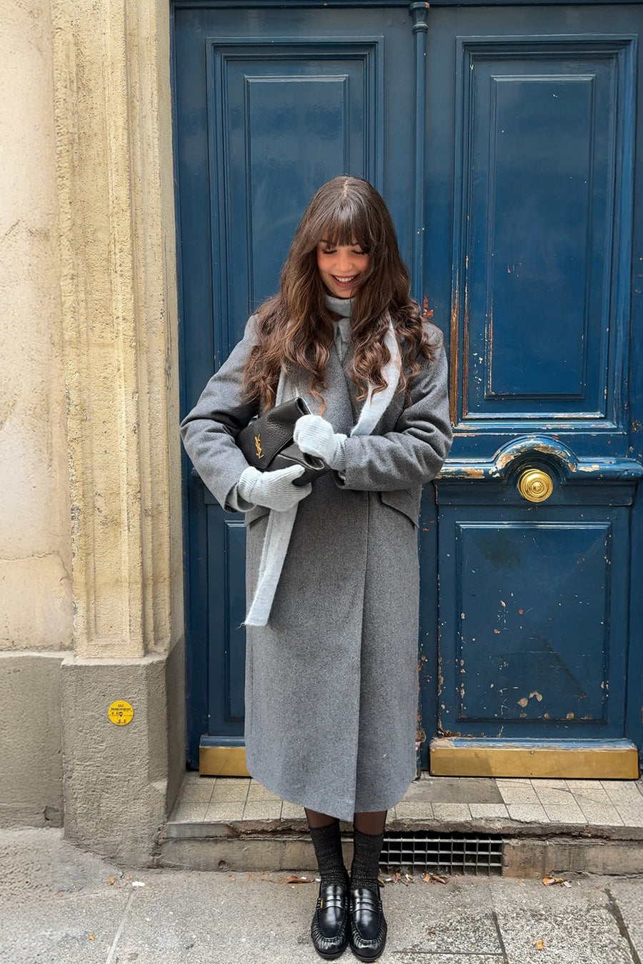 Szalik z wełną z alpaki / 21 / 26 / mist grey