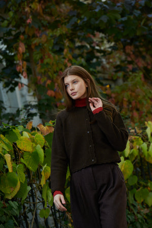Kardigan z wełny / 16 / 15 / dark brown