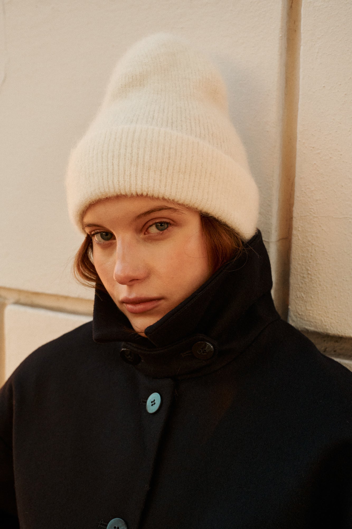 Czapka z moheru i alpaki / 21 / 15 / cream white