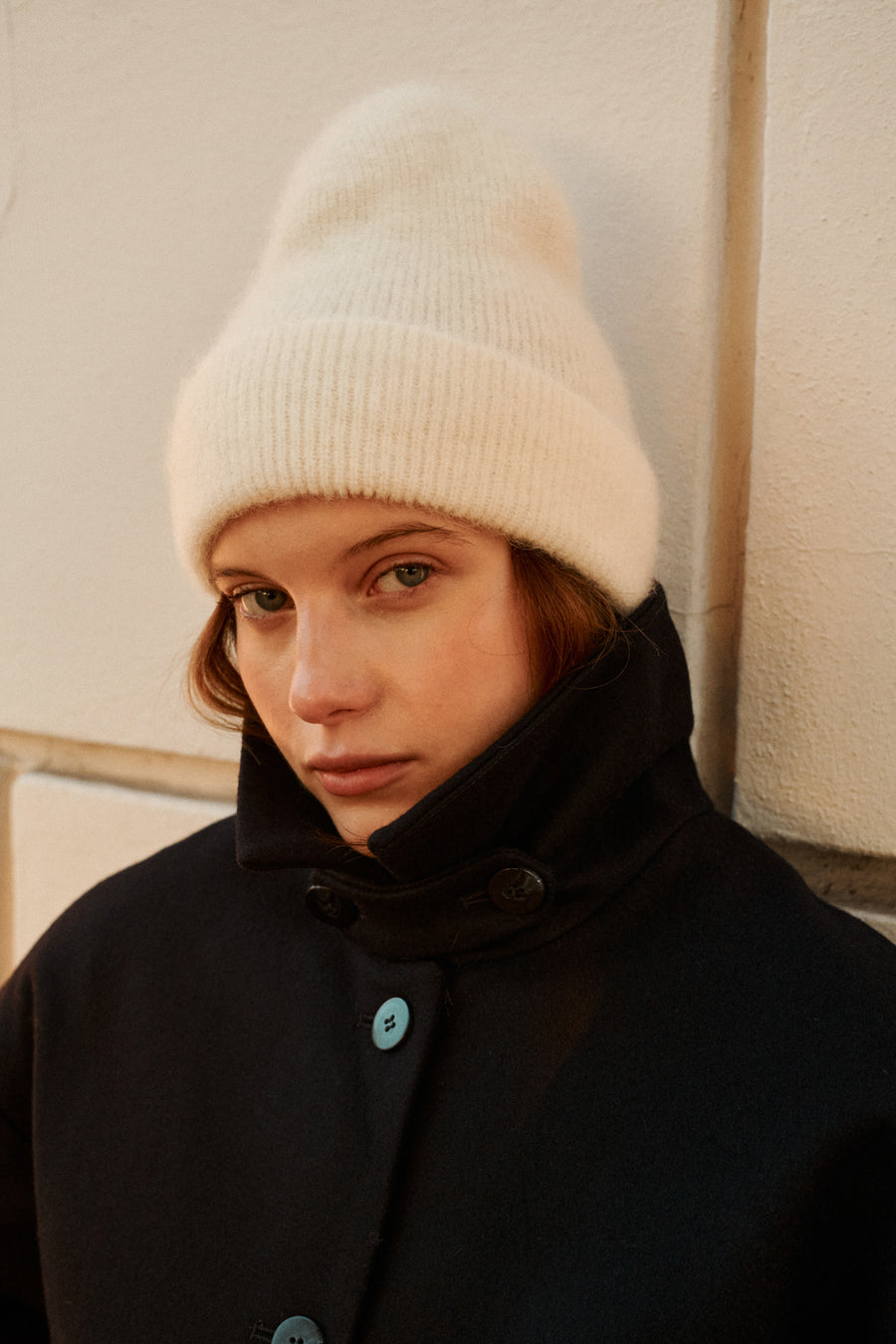 Czapka z moheru i alpaki / 21 / 15 / cream white