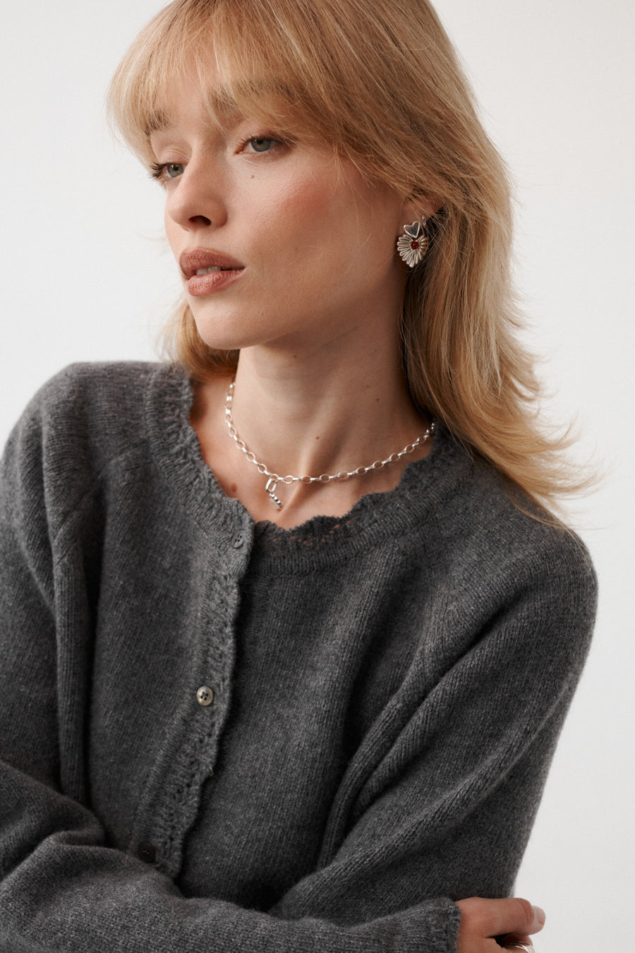 Kardigan z wełny / 16 / 15 / stone grey