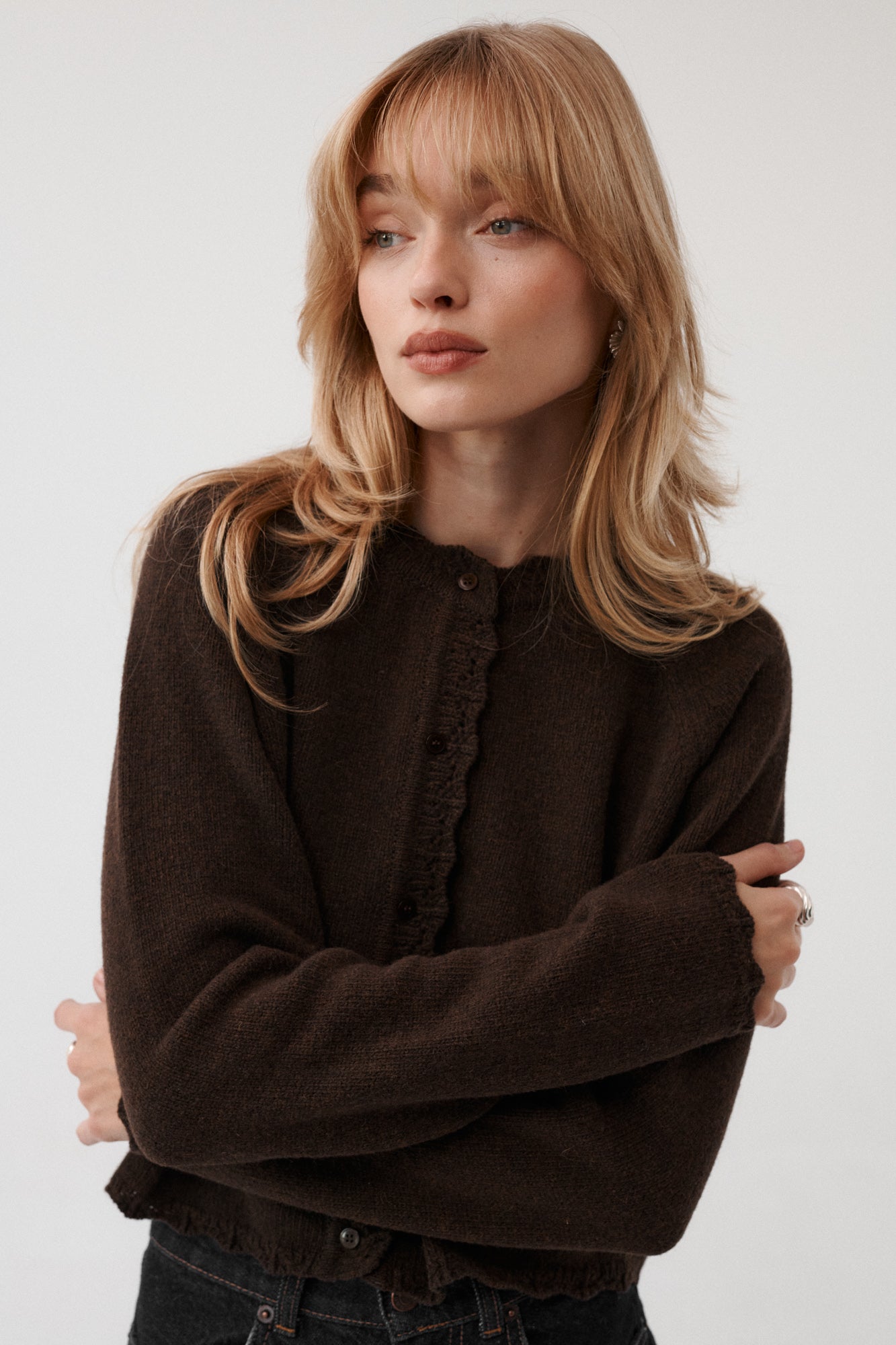 Kardigan z wełny / 16 / 15 / dark brown