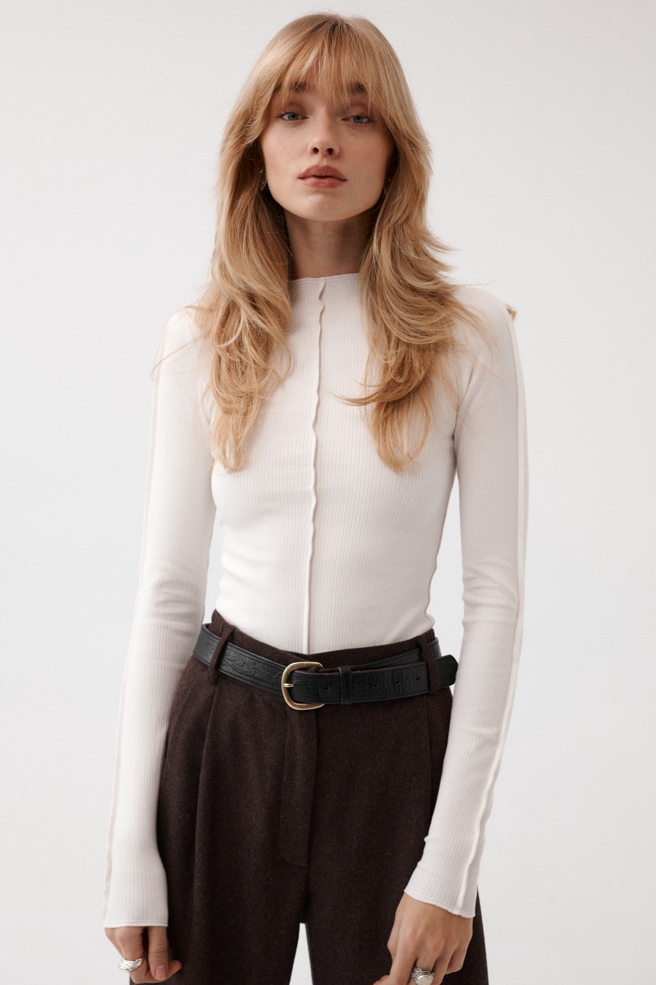 Longsleeve z bawełny organicznej / 14 / 02 / cream white