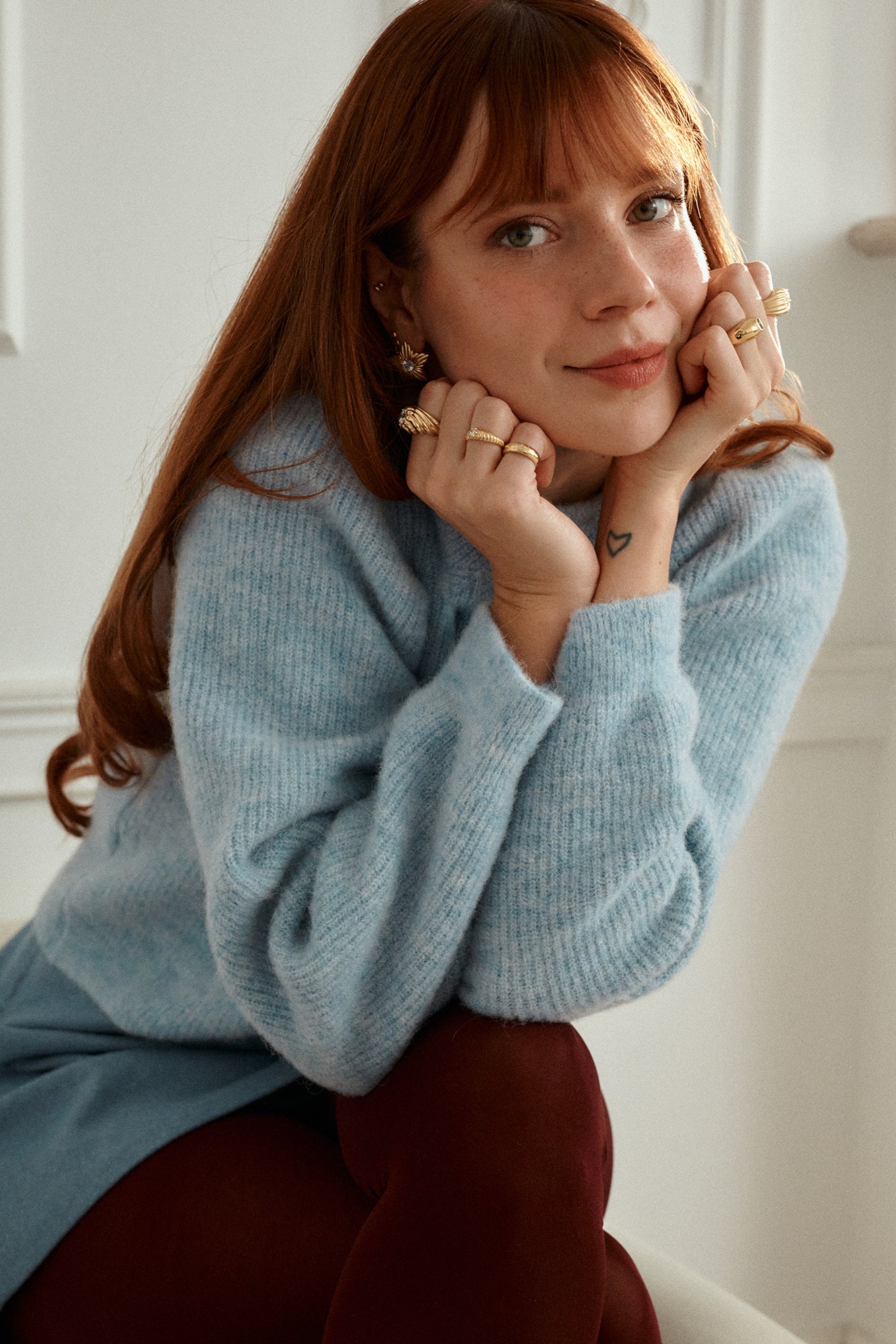 Kardigan z wełną z alpaki / 16 / 23 / glacier blue