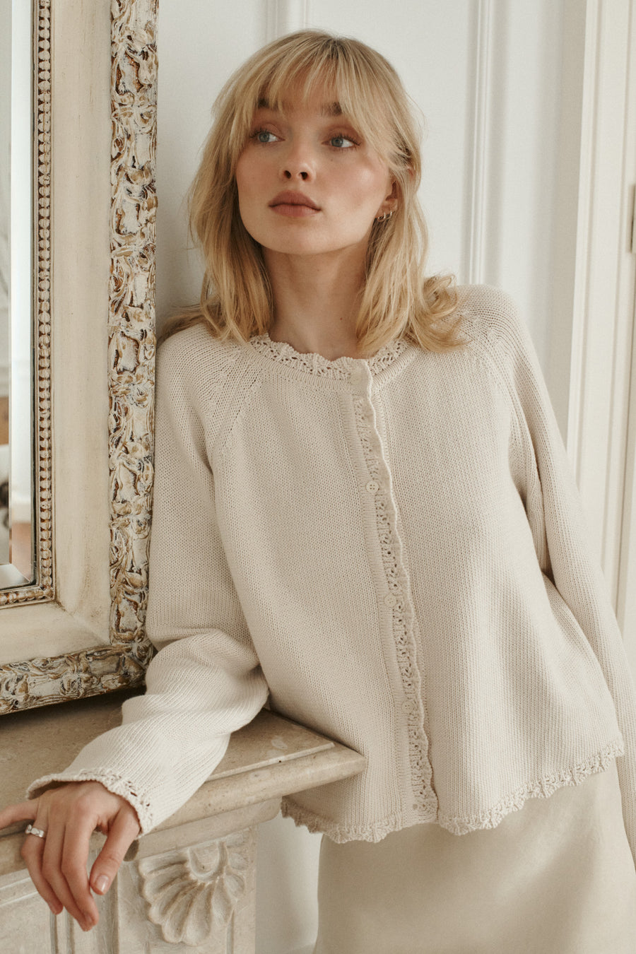 Kardigan z bawełny organicznej / 16 / 18 / cream white