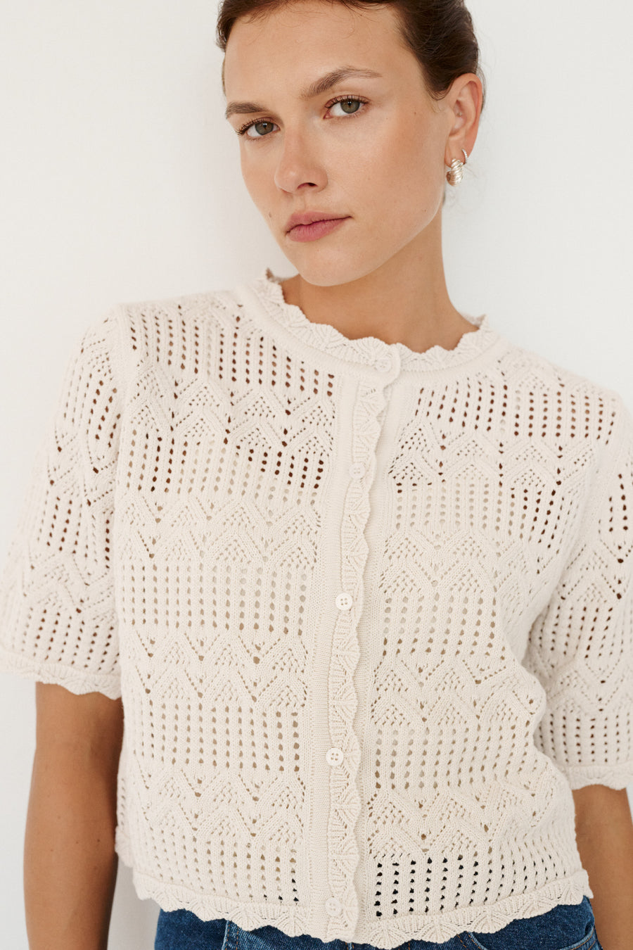 Kardigan z bawełny organicznej / 16 / 26 / cream white