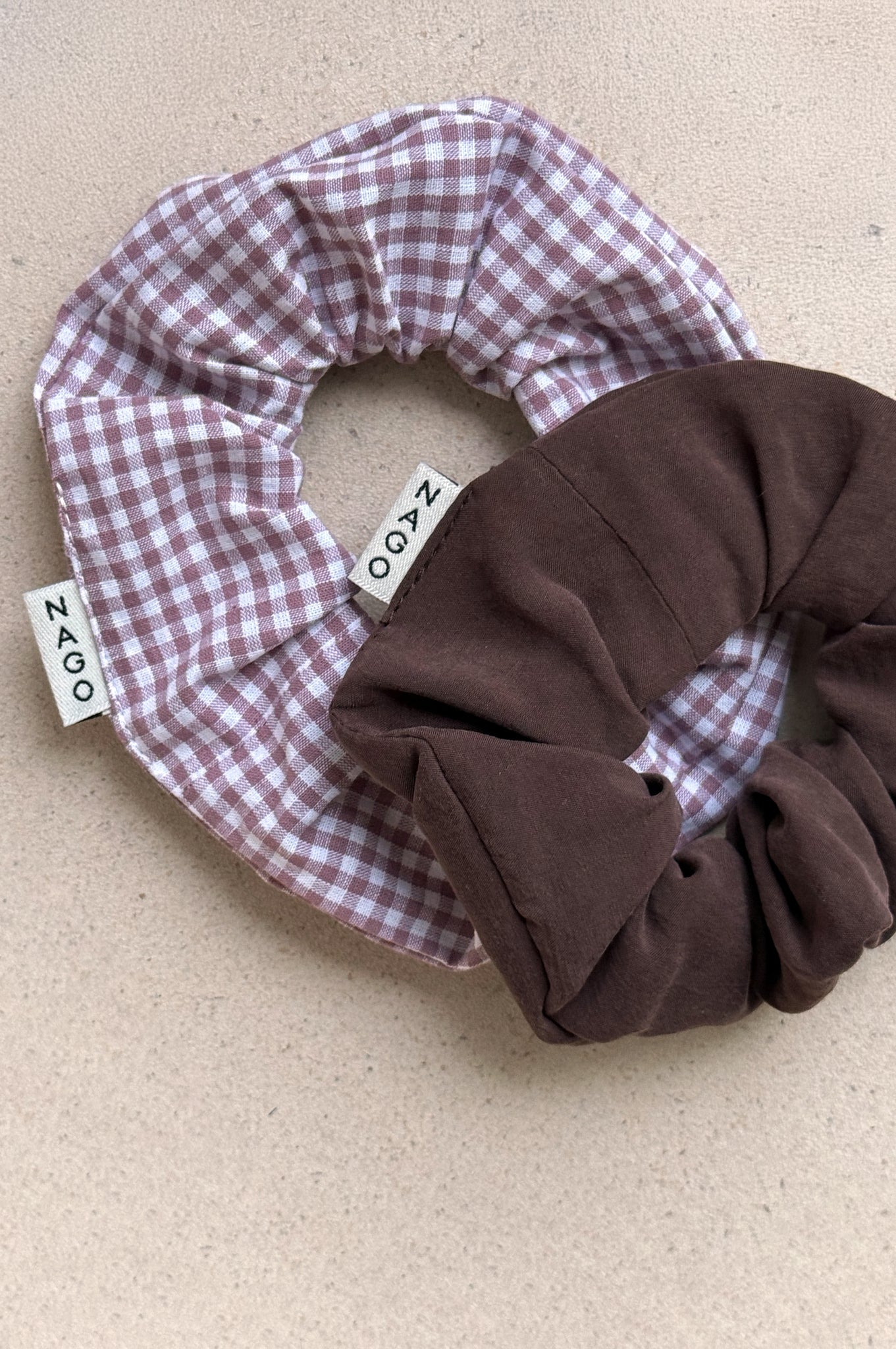 Zestaw scrunchies / pale rose & chocolate