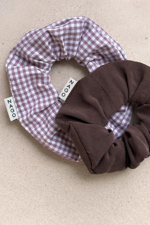 Zestaw scrunchies / pale rose & chocolate