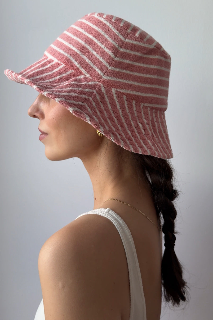 Bucket z bawełny frotte / 21 / 09 / coral stripes *body-z-bawelny-01-10-vanilla-cream*