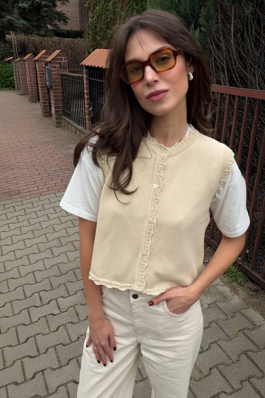 Kamizelka z bawełny organicznej / 22 / 01 / light butter