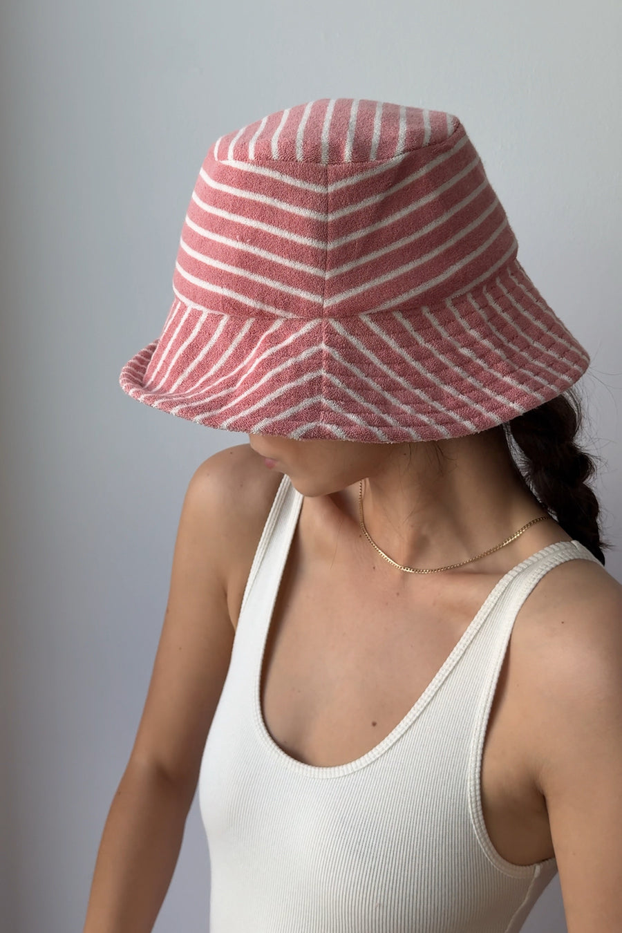 Bucket z bawełny frotte / 21 / 09 / coral stripes *body-z-bawelny-01-10-vanilla-cream*