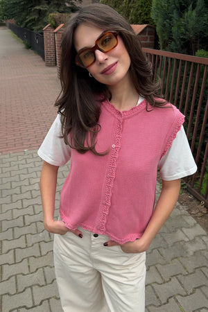 Kamizelka z bawełny organicznej / 22 / 01 / raspberry pink