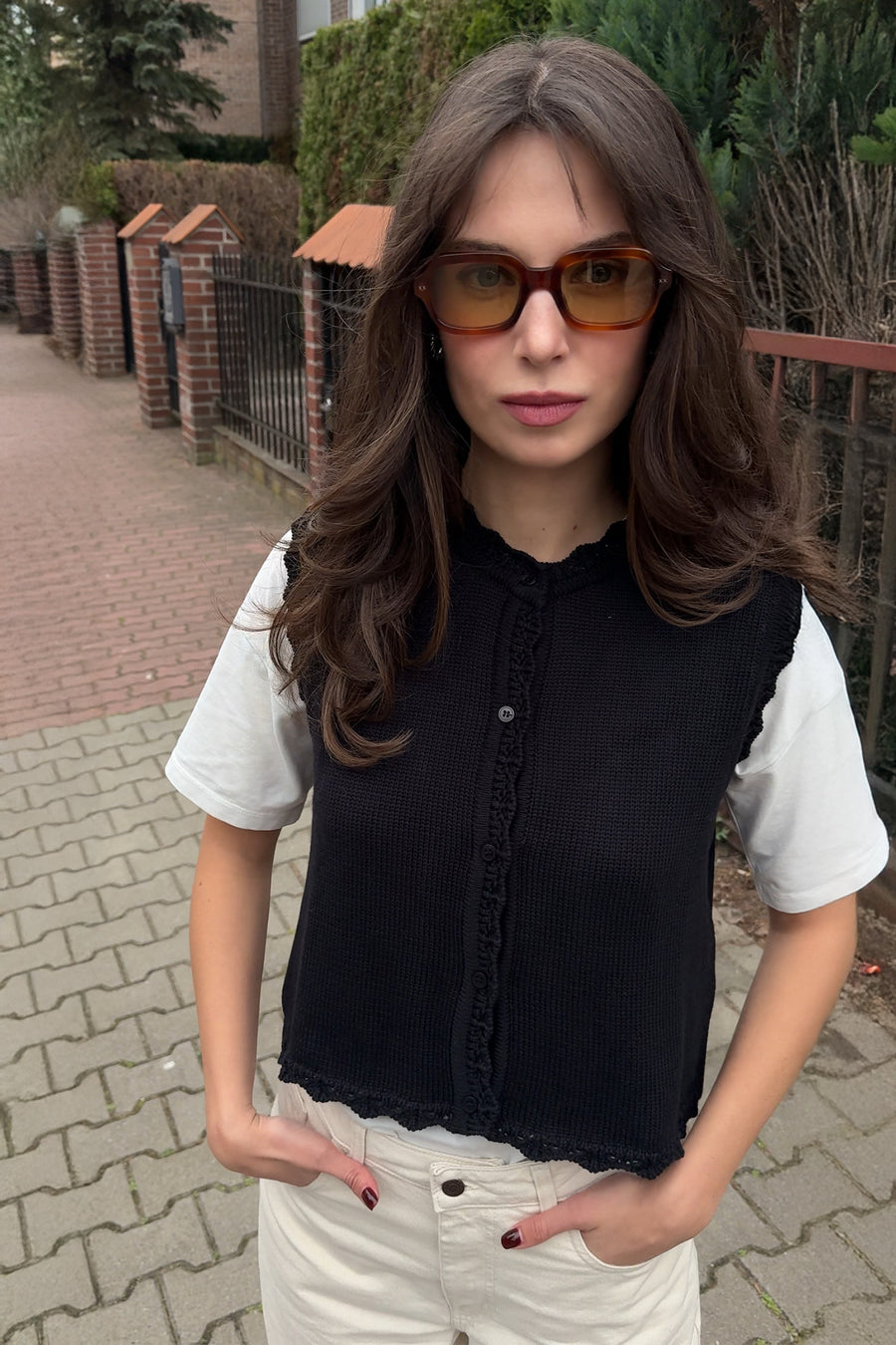 Kamizelka z bawełny organicznej / 22 / 01 / onyx black