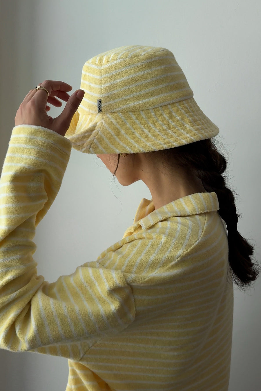 Bucket z bawełny frotte / 21 / 09 / lemon stripes *longsleeve-polo-z-bawelny-14-26-lemon-stripes*