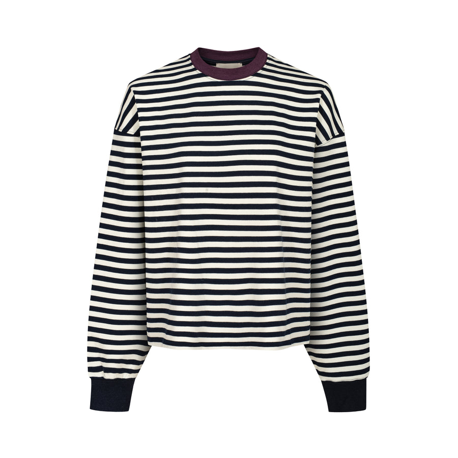 Cienka bluza z bawełny / 17 / 22 / breton stripes / plum