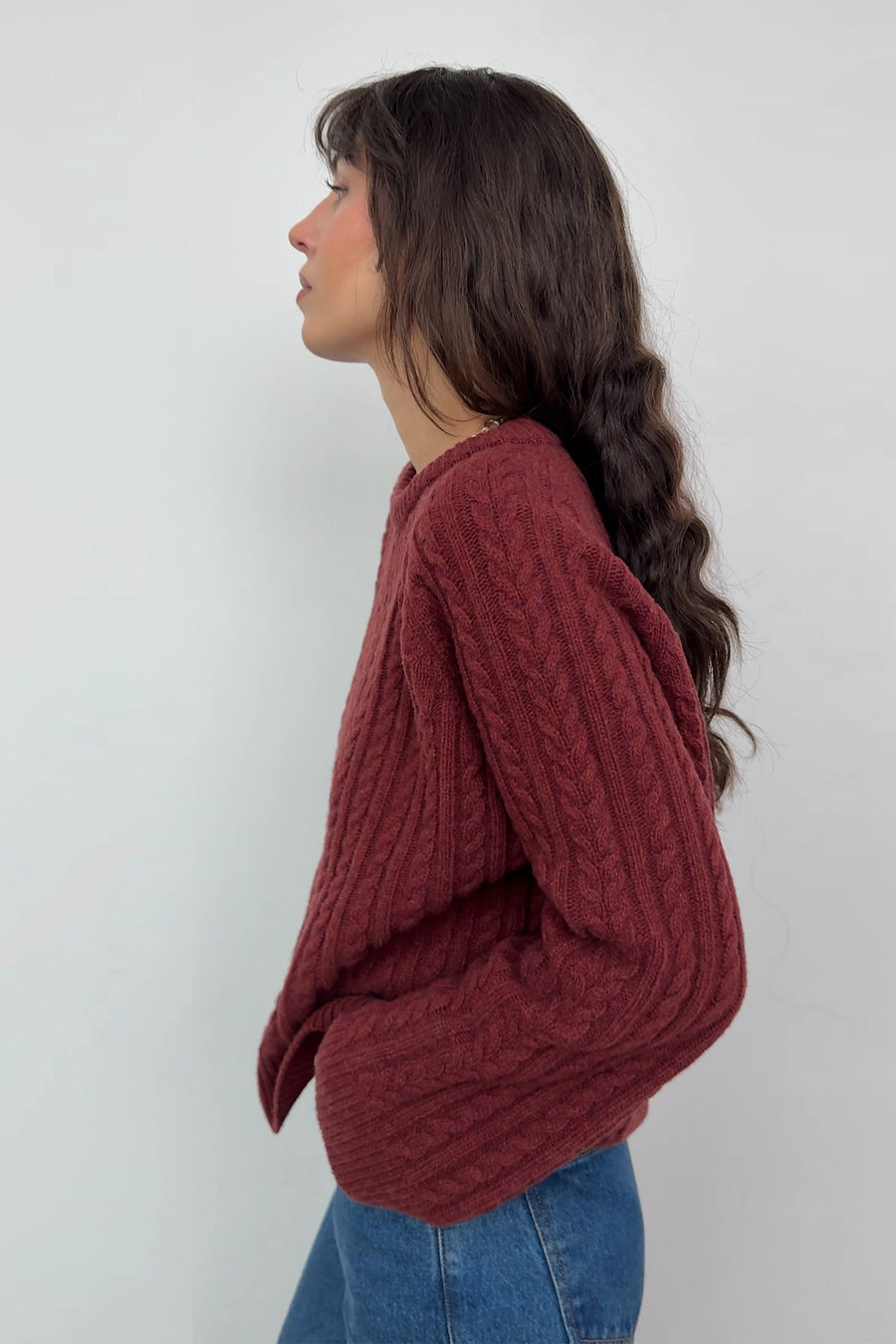 Sweter z wełny / 16 / 19 / autumn leaves ?Modelka ma 178cm wzrostu i prezentuje rozmiar M/L?