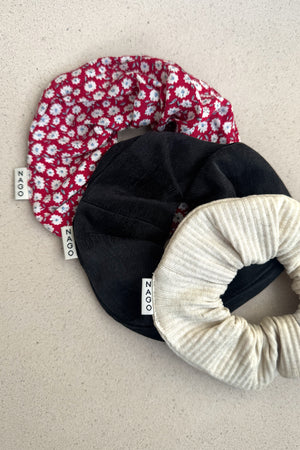 Zestaw scrunchies / anthracite & red