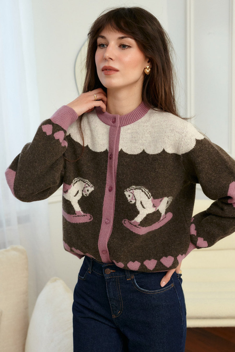 Kardigan z wełny / 16 / 21 / gingerbread