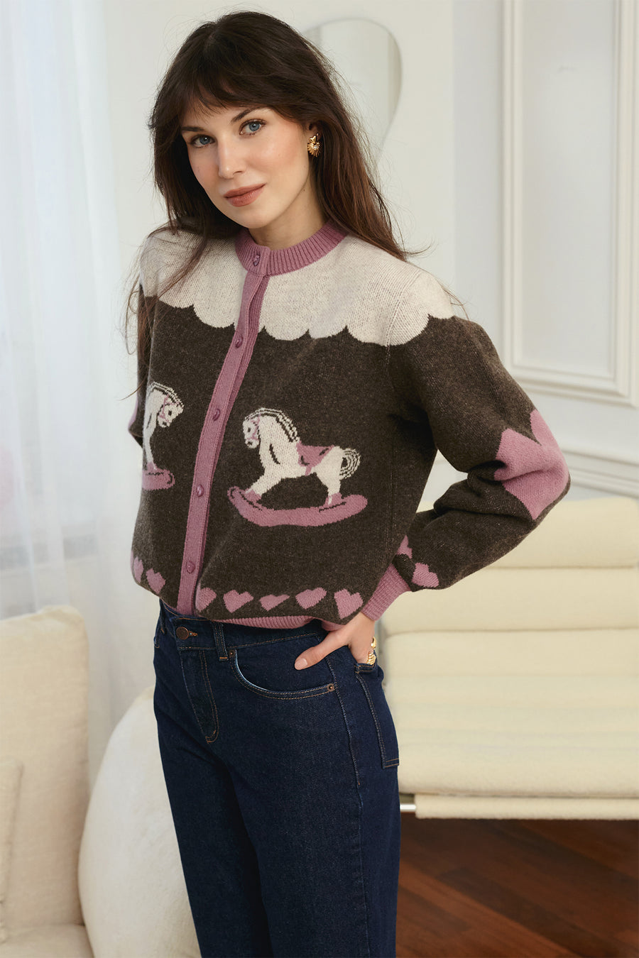 Kardigan z wełny / 16 / 21 / gingerbread