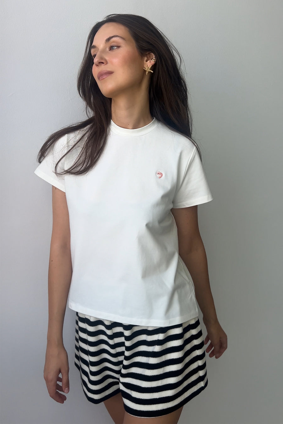 T-shirt z bawełny organicznej  / 13 / 29 /cream white / shrimp