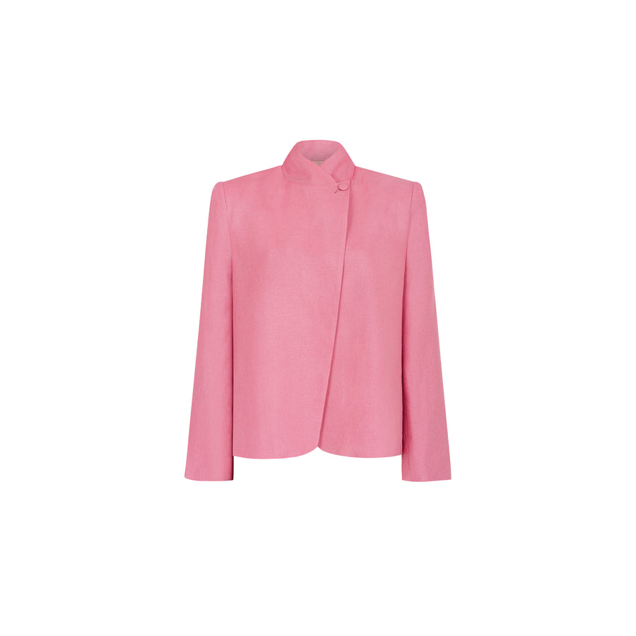 Marynarka z wiskozy i lnu / 18 / 22 /  true pink