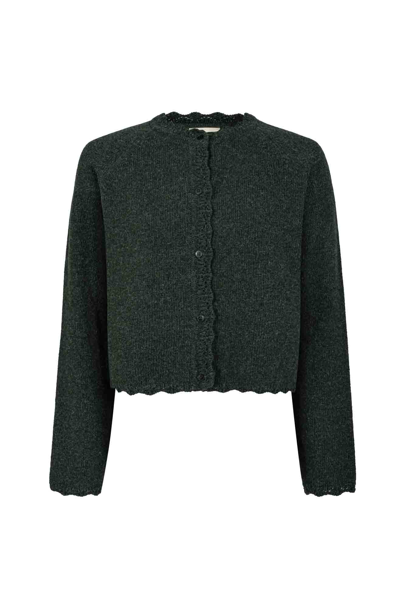 Kardigan z wełny / 16 / 15 / vintage green