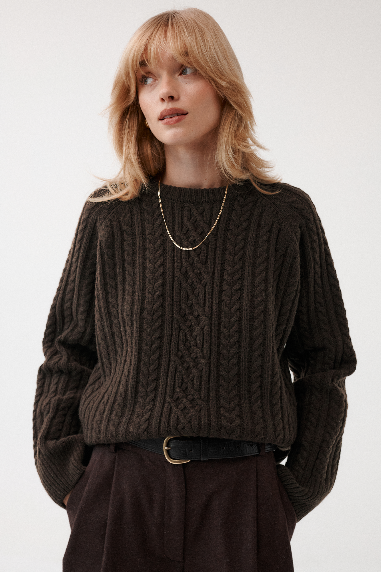 Sweter z wełny / 16 / 19 / pecan brown