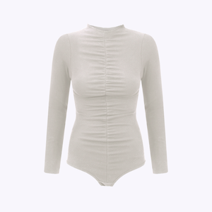 Body z bawełny organicznej z marszczeniem / 01 / 37 / cream white