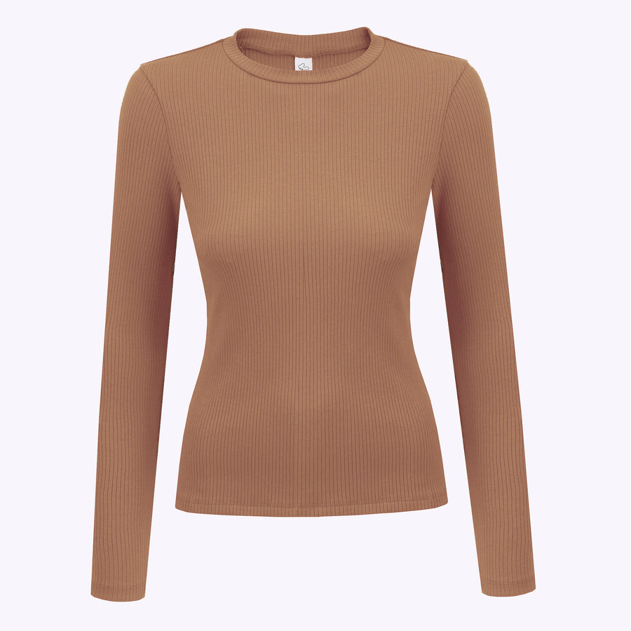 Longsleeve z bawełny organicznej / 14 / 01 / coffee cream